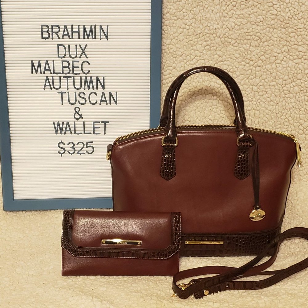 Brahmin Dux Malbec Autumn Tuscan and matching wallet